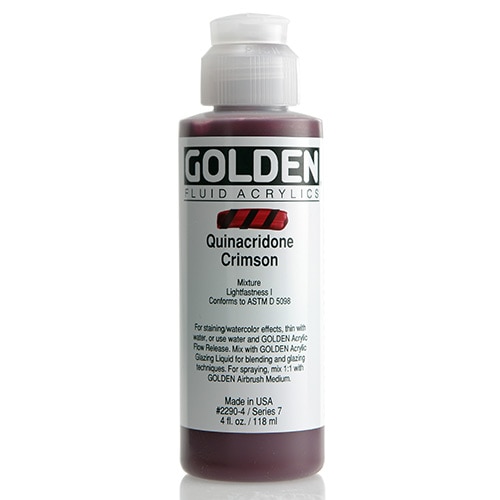 Golden, Fluid Acrylic, Paint, 4oz, Quinacridone Crimson